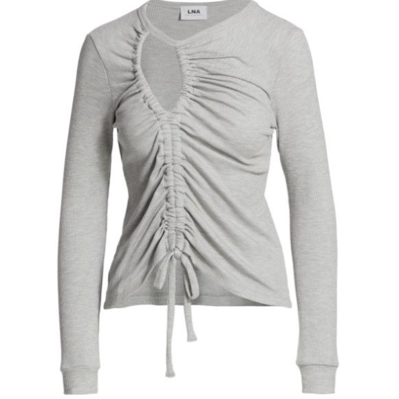 LNA Cherry Drawstring Thermal Top Size S Gray - Picture 2 of 13